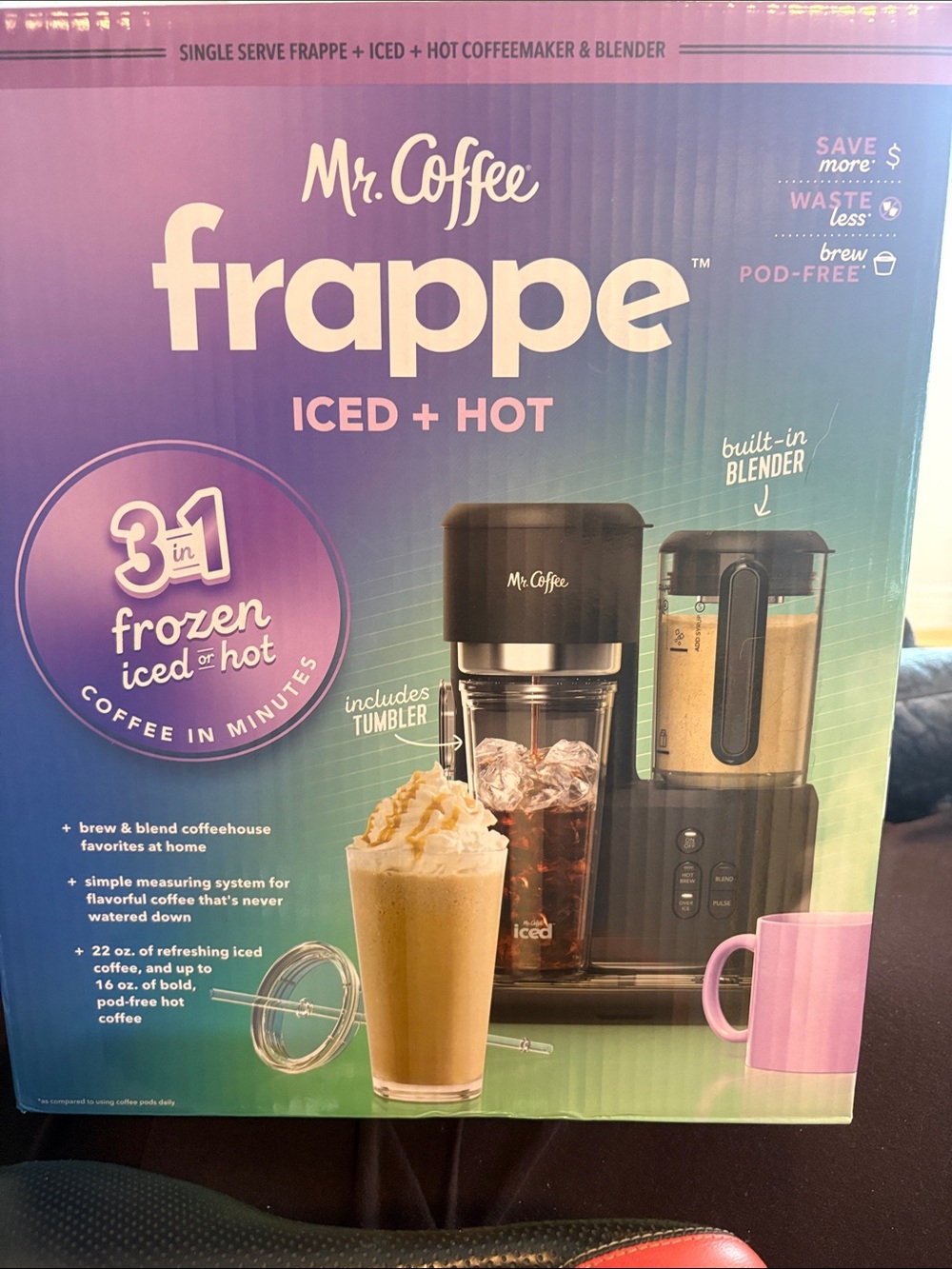 Mr. Coffee Frappe Iced + Hot Coffee Maker & Built-In Blender - Black
